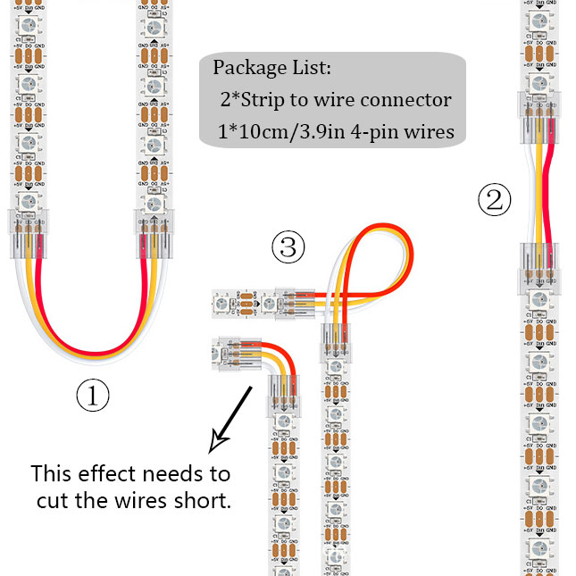 4-Pin L-Shape RGB Corner LED Connector For 10mm SMD LED Strips